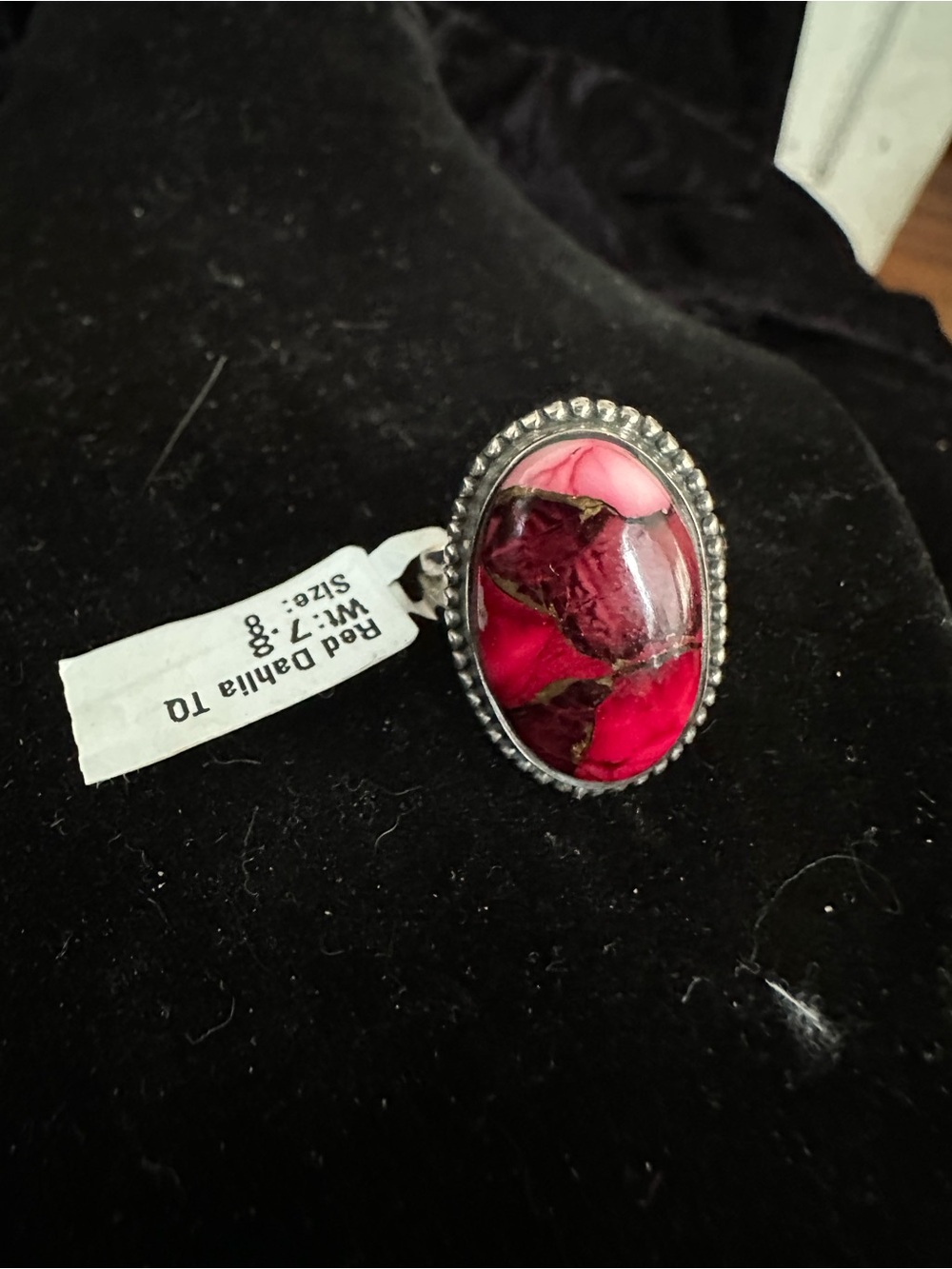 Sterling silver Red Dahlia Turquoise Ring